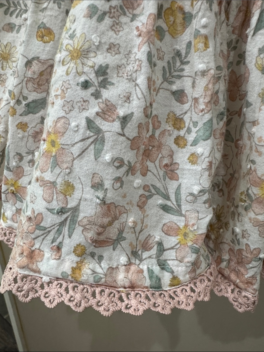 Catherine Malandrino Girls Floral Button-Front Dress in White, Pink & Yellow - Picture 5 of 5
